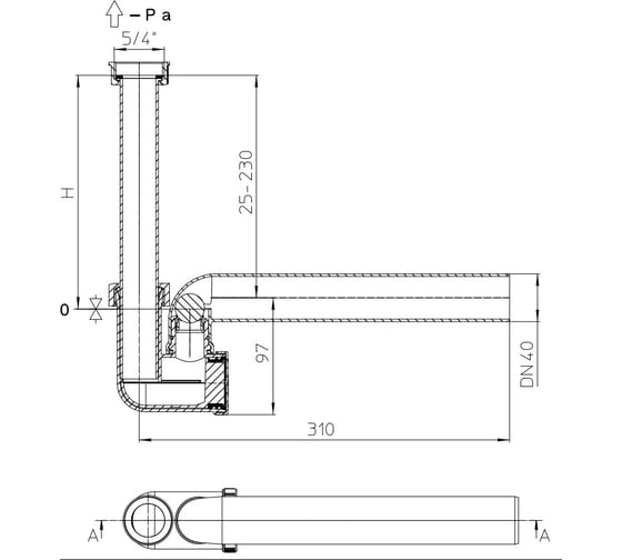 Сифон с запахозапирающим клапаном, DN40 HL 136.3