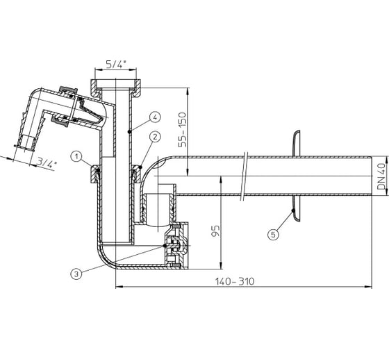Сифон с поворотным шарниром HL прочисткой, DN40 HL 133/40