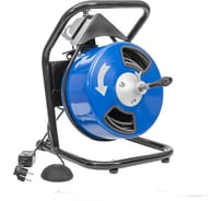 Машина для удаления засора КРОКОЧИСТ барабанного типа с приводом от дрели, для труб длиной до 25 метров, диаметром до 110 мм, в комплекте спираль усиленная стальным сердечником, 4 сменные насадки и ключ, УЗО, пневмопедаль, дрель в комплекте 50611-10-25Д