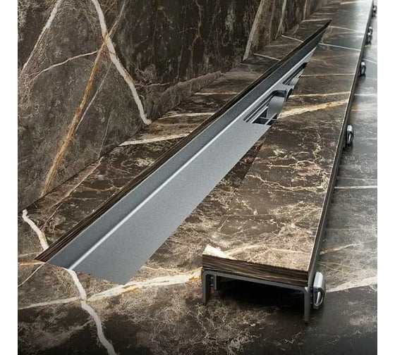 Водоотводящий желоб Alcadrain MARBLE без порогов, с решеткой, под кладку плитки APZ15S-950 00088900