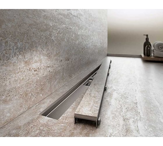 Водоотводящий желоб Alcadrain MARBLE без порогов, с решеткой, под кладку плитки APZ15S-950 00088900