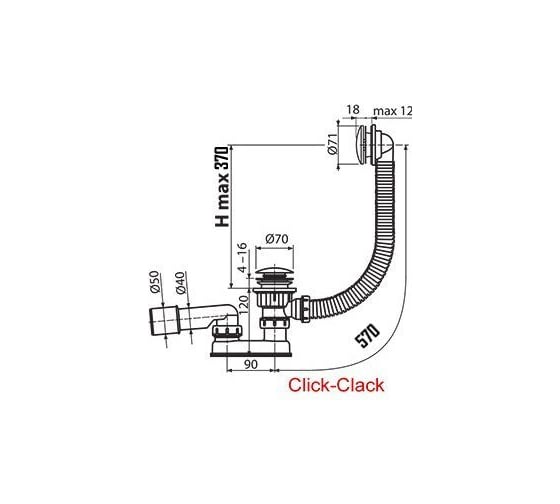 Сточный комплект  Ravak для ванн с заполнением переливом CLICK CLACK X01374 00000018490