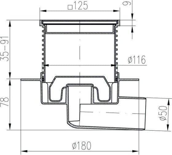 Душевой трап Paini Нептун с рамкой и решеткой 125x125 мм 32809