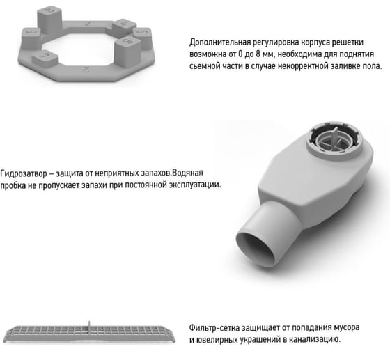 Душевой лоток Paini Slim Line 500 мм D50, хром глянец 61142