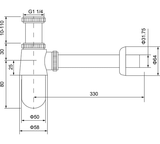 Сифон для раковины Timo черное золото 960/18L
