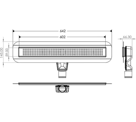 Дренажный канал Timo 60см с решеткой strip из нержавеющей стали basic BSSG-60 S50Rb