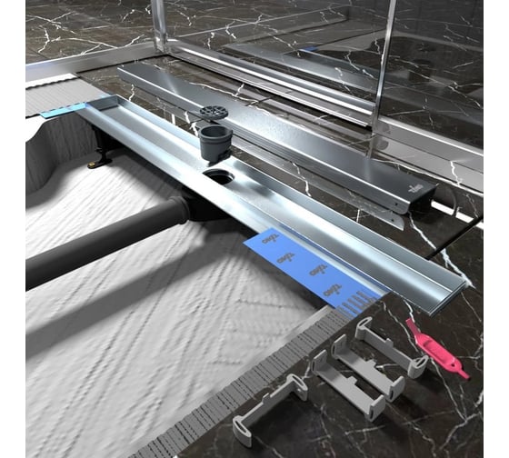 Душевой лоток Timo Drain Protect 600 с двусторонней панелью PG20 под плитку, сатин DP20600-PG20 DP20600-PG20600