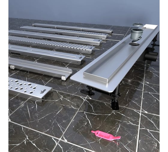 Душевой лоток Timo Drain Protect 600 с двусторонней панелью PG20 под плитку, сатин DP20600-PG20 DP20600-PG20600