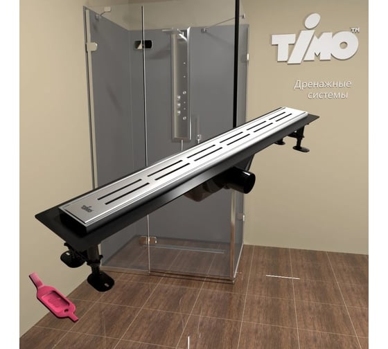 Душевой лоток Timo Super Plast 700 с порогами из нерж. стали и декоративной вставкой DG10 SP107 SP10700-DG10700