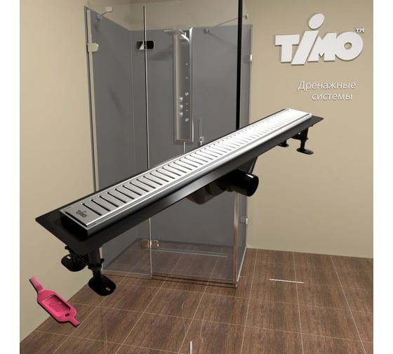 Душевой лоток Timo Super Plast 800 с порогами из нерж. стали и декоративной вставкой PC10 SP108 SP10800-PC10800