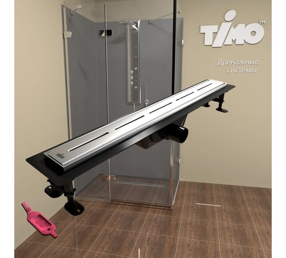 Душевой лоток Timo Super Plast 800 с порогами из нерж. стали и декоративной вставкой SG10 SP108 SP10800-SG10800