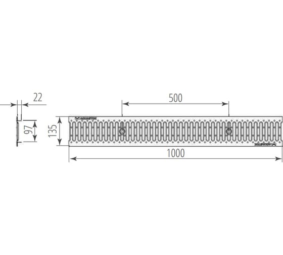 Решетка штампованная оцинкованная Aquastok Norma DN100 ECO 0.8 А15 1000х134х23 31041P 554705 31041Р