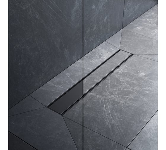 Линейный трап для душа AM.PM PrimeFlow универсальный затвор Tile 50см цвет черный мат W02SC-U11-050-04BM 1