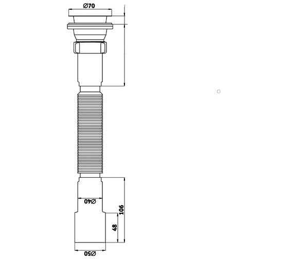 Сифон для умывальника/мойки АНИ Пласт гофрированный, 1 1/2x40/50, удлиненный, нержавеющая сетка G716 025-0569