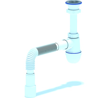 Сифон для умывальника/мойки АНИ Пласт бутылочный, 1 1/2x40, гофра, 40х50, нержавеющая сетка A0110 025-0241