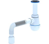 Сифон для мойки АНИ Пласт бутылочный, литой выпуск, 1 1/2x40, гофра, 40х40/50, нержавеющая сетка A0515 025-0358