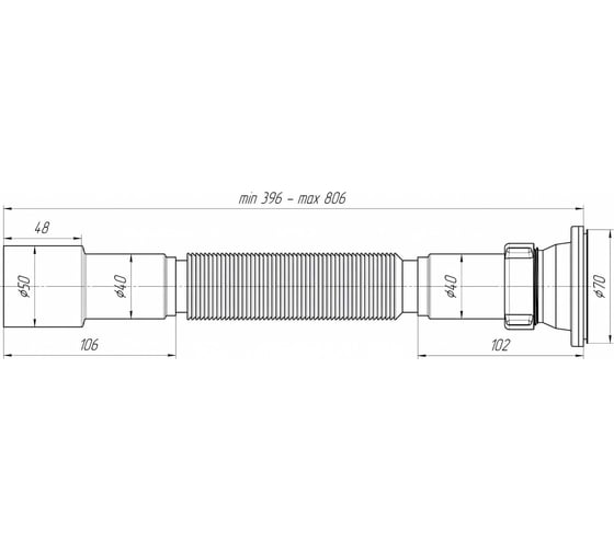 Сифон для мойки Гофра АНИ Пласт, 1 1/2x40/50, нержавеющая сетка G106 025-0300