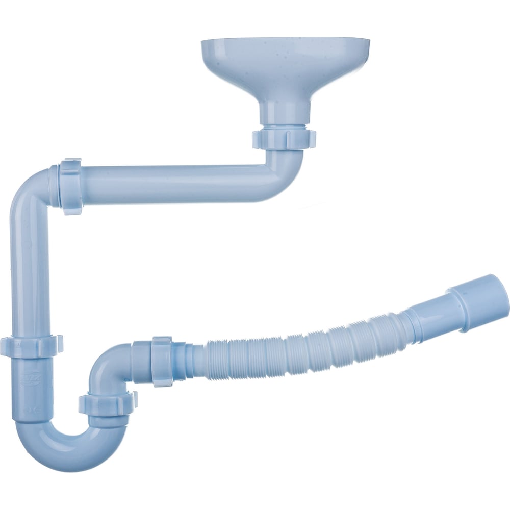 Сифон АНИ Пласт трубный, с разрывом струи, смещенный, 1 1/2x40, гофра ...