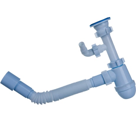 Сифон для умывальника/мойки АНИ Пласт бутылочный, 1 1/2х40, гофра, 40х40/50, с отводом, нержавеющая сетка C0315 025-0308