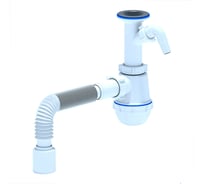 Сифон для умывальника/мойки АНИ Пласт бутылочный, литой выпуск, 1 1/2x40, гофра, 40х50, с отводом, нержавеющая сетка A2010 025-0415