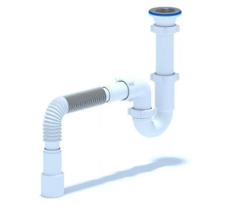 Сифон для умывальника/мойки АНИ Пласт трубный, 1 1/2x40, гофра, 40х40/50, нержавеющая сетка D0115 025-0369