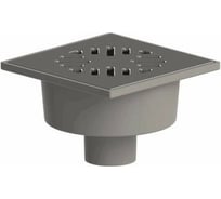 Нерегулируемый трап Татполимер вертикальный выпуск, сухой затвор, Дн50, решетка из нержавеющей стали 150х150 мм ТП-102.50-150VSDs 004-0200