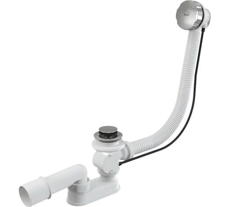 Слив-перелив для ванны Alcadrain плоский, полуавтоматический, тросик, 1 1/2x40 A55K NEW RU-01