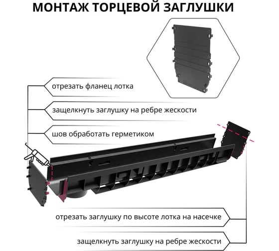 Водоотводный лоток Gidrolica DN 100, 1000х146х80 мм - пластиковый 805pro