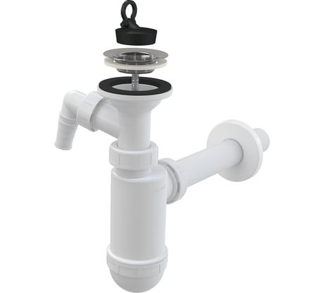 Сифон для умывальника Alcadrain A410P DN32 со штуцером и нержавеющей peшeткой DN63 00052516