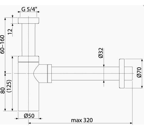 Сифон для умывальника Alcadrain A400-ANTIC диам.32 DESIGN ANTIC, круглый Бронза 00023922