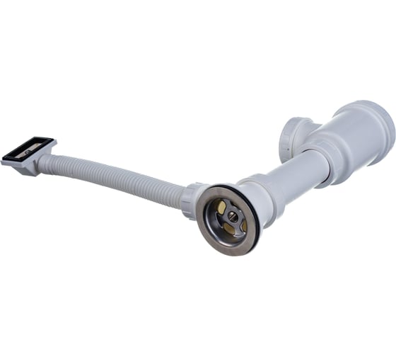 Сифон для мойки Alcadrain A444-DN50/40 с нержавеющей решеткой DN70 и гофропереливом 00051713