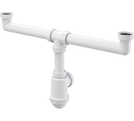 Сифон для сдвоенной мойки Alca Plast A448-DN50/40 с накидными гайками 6/4" 00052467 1