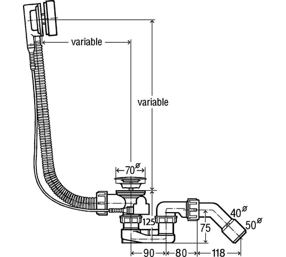 Слив-перелив Viega Simplex 40/50x725 616846 595678 00038652