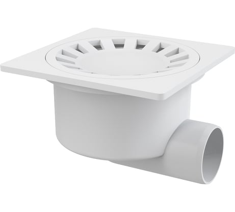 Сливной трап Alcadrain APV15 150х150 50, подводка – боковая, решетка – белая 00049939