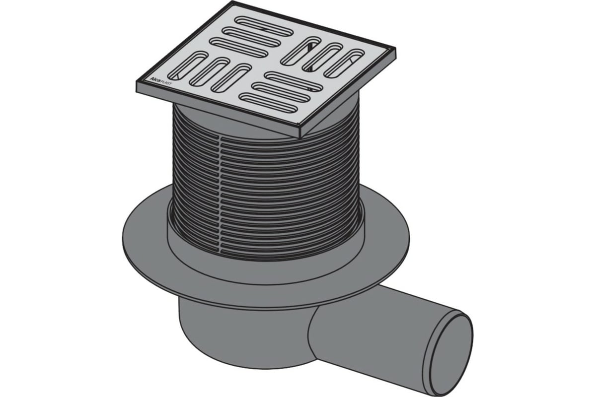 Сливной трап Alcadrain APV1 105х105 50, подводка – боковая, решетка .