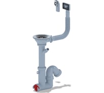 Сифон АНИ Пласт 3 1/2"x40 мм, прямоточный, с отводом для стиральной машины, с гибким круглым и прямоугольным переливом F1045S