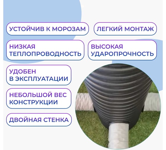 Колодец дренажный смотровой в сборе Агросток 460/400x500 мм с тремя выходами 110 мм, дном и люком 57083