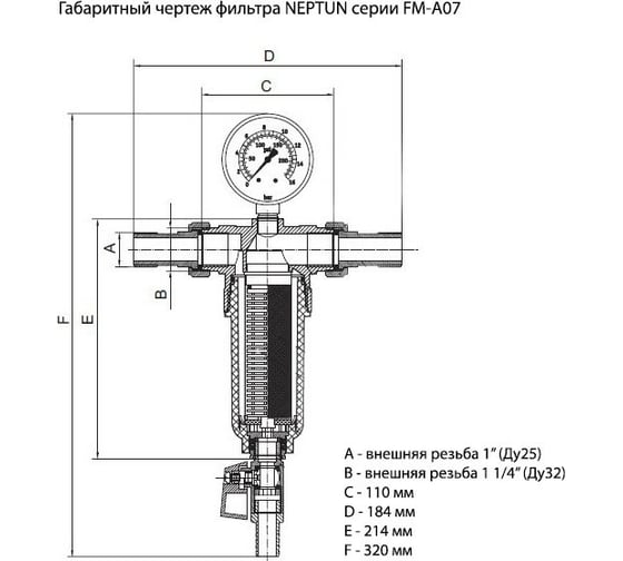 Самопромывной фильтр NEPTUN CITY FM-A07 1" RTB202