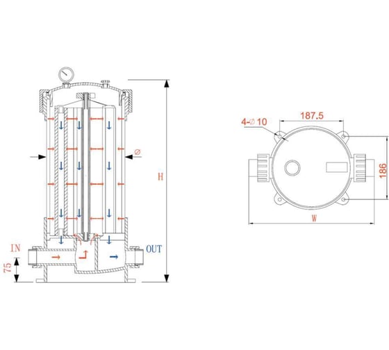 Корпус мультипатронного фильтра Гейзер HPCF-5x30SL 50699