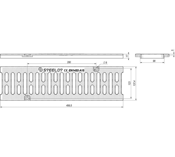 Пластиковая решетка Стилот SteeStart DN100 А15 Р1015A