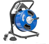 Машина для удаления засора КРОКОЧИСТ барабанного типа, с приводом от дрели, для труб длиной до 25 м, диаметром до 110 мм, в комплекте спираль усиленная стальным сердечником, 4 сменные насадки и ключ, УЗО, пневмопедаль, без дрели 50611-10-25