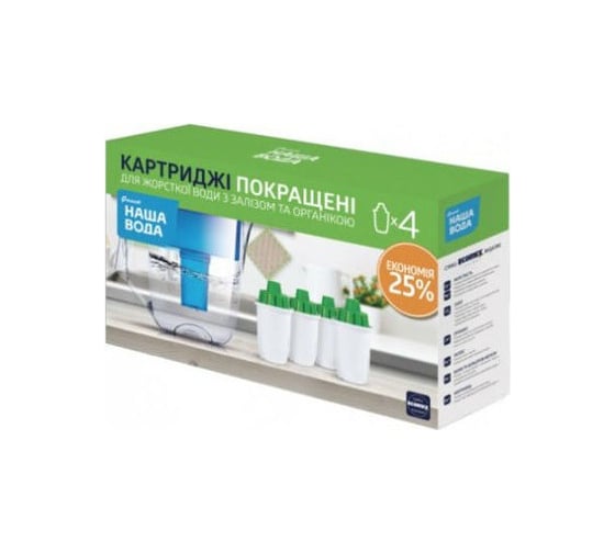 Комплект улучшенных картриджей 3 в 1 Ecosoft НАША ВОДА для фильтров-кувшинов CRVK4