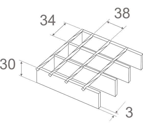 Решетчатый настил сварной AQUADRENAG 34x38/30x3 Zn 500x1000 мм SР51030333