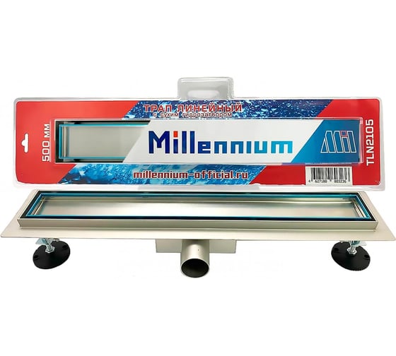 Душевой Трап (лоток) Millennium нерж. сталь, комбинир.затвор, 60см TRENDY, под плитку TLN2106 УТ000045044
