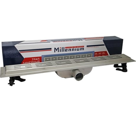 Линейный трап Millennium 60 см из нержавеющей стали с решёткой BASE и сухим гидрозатвором — слив для душа TLNB4006 УТ000044671