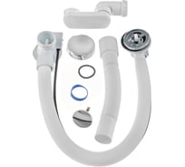 Сифон для ванны Bauedge автоматический регулируемый с нержавеющей чашкой 70 мм BAU Dream, 1 ", D 40, L500 мм с гофрированной трубой 40-40/ 50 L600 мм WR0016