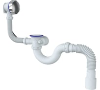 Сифон автомат для ванны и глубокого поддона Unicorn прямоточный перелив, нержавеющие чашки, гибкое соединение Ø40x40/50 400 мм S103