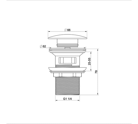 Донный клапан для раковины с переливом Wonzon & Woghand хром WW-88SS01-CR