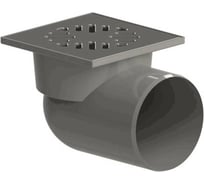 Трап Татполимер нерегулируемый, горизонтальный выпуск, сух/затв Дн110, нержавеющая решетка 150x150 мм, 105.110-150HSMs 004-0287