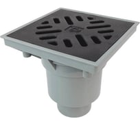 Трап для дворов Татполимер нерегулируемый, вертикальный выпуск Дн110/160, с чугунной решёткой 238x238мм 606 004-0471